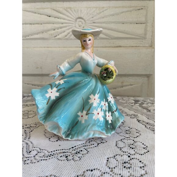 Vintage LEFTON Southern Belle with Flower Basket PLANTER #30008 6 1/2 - Picture 3 of 10